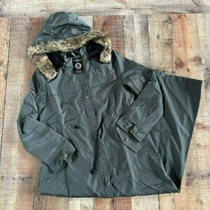 Iz otantic turkish easteren european long coat with faux fur hood women's medium